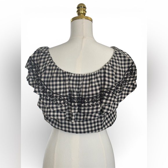 Vintage Havana Ruffle Blouse Peasant Cropped Large Milkmaid Festival  Rodeo - Picture 2 of 8